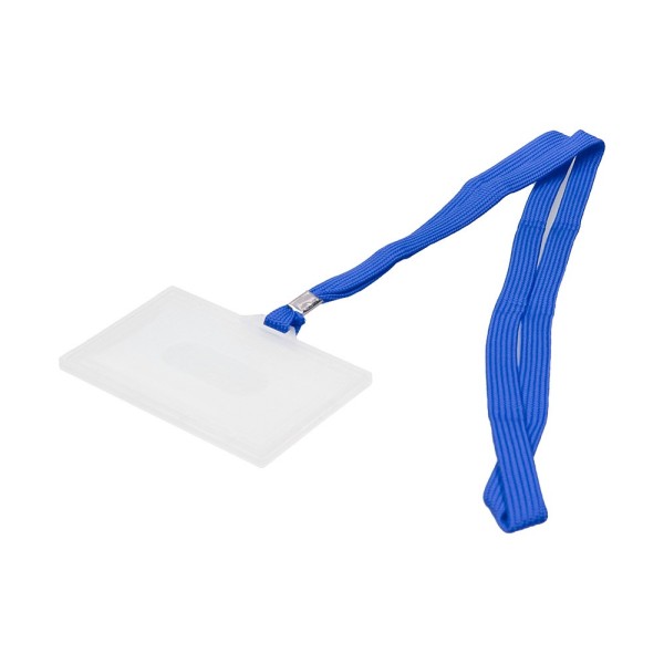 Identificador q-connect kf17112 con cordon plano azul y apertura lateral 94x60 mm