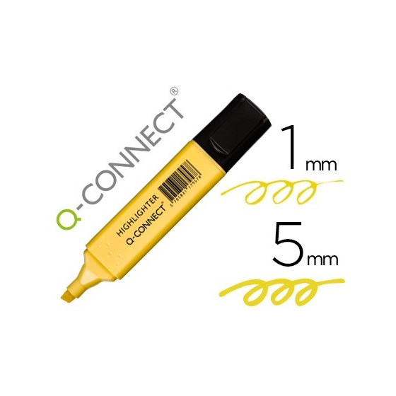 Rotulador q-connect fluorescente pastel amarillo punta biselada