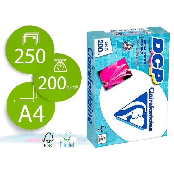 Papel fotocopiadora clairefontaine din a4 200 gr paquete de 250 hojas