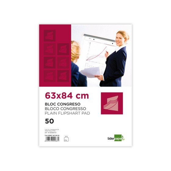 Bloc congreso liderpapel liso 63x84 cm 50 hojas 80g/m2