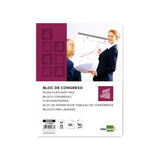 Bloc congreso liderpapel liso 63x84 cm 50 hojas 80g/m2