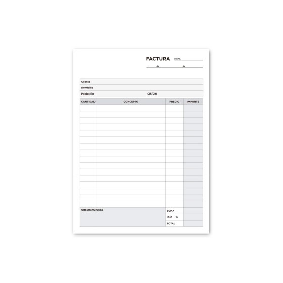 Talonario liderpapel facturas cuarto original t116 con i.g.i.c.