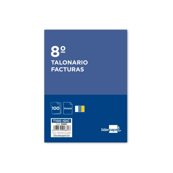 Talonario liderpapel facturas 8º original t100 con i.g.i.c.
