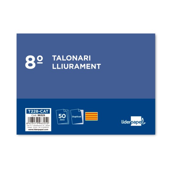 Talonario liderpapel entregas 8º original y copia t228 apaisado texto en catalan