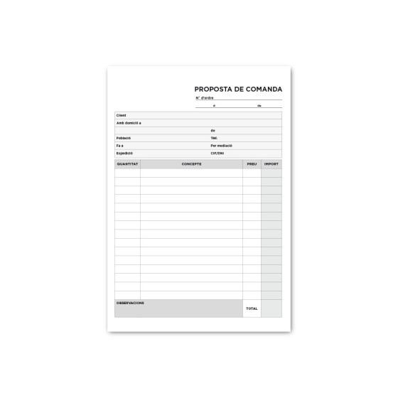 Talonario liderpapel pedidos cuarto original y copia t222 texto en catalan