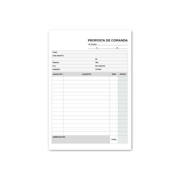 Talonario liderpapel pedidos cuarto original y copia t222 texto en catalan