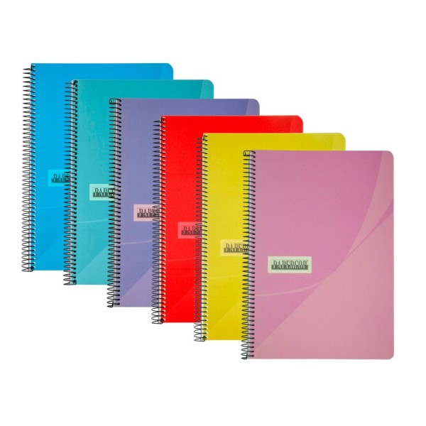 Cuaderno espiral papercop folio tapa extradura 80 hojas pauta 5 2,5 mm con margen 70 gr colores surtidos