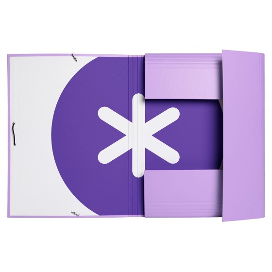 Carpeta liderpapel antartik gomas a4 3 solapas carton forrado color lavanda