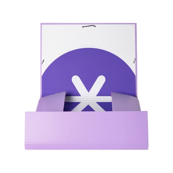 Carpeta liderpapel antartik gomas a4 3 solapas carton forrado color lavanda