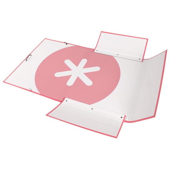 Carpeta liderpapel antartik gomas a4 3 solapas carton forrado color coral
