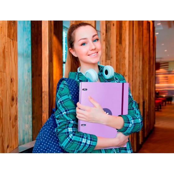 Carpeta con recambio liderpapel antartik a4 cuadro 5mm forrada 4 anillas 25mm color lavanda