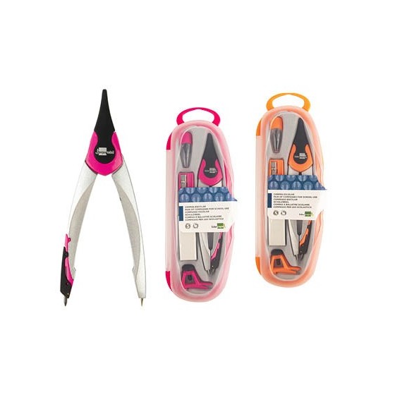 Compas liderpapel adaptador un iversal minas afilaminas y goma colores surtidos