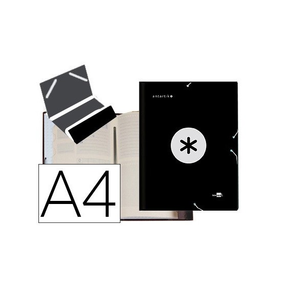 Carpeta liderpapel antartik clasificadora a4 12 departamentos gomas carton forrado color negro