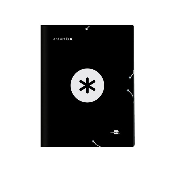 Carpeta liderpapel antartik clasificadora a4 12 departamentos gomas carton forrado color negro
