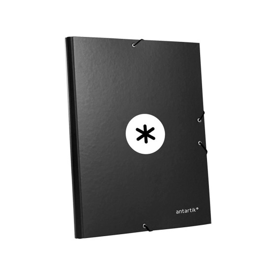 Carpeta liderpapel antartik gomas a4 3 solapas carton forrado color negro