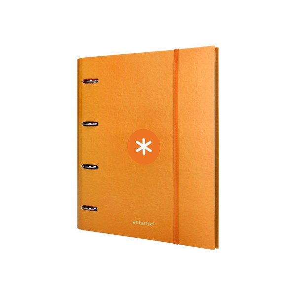 Carpeta con recambio liderpapel antartik a4 cuadro 5 mm forrada 4 anillas 40mm redondas color mostaza