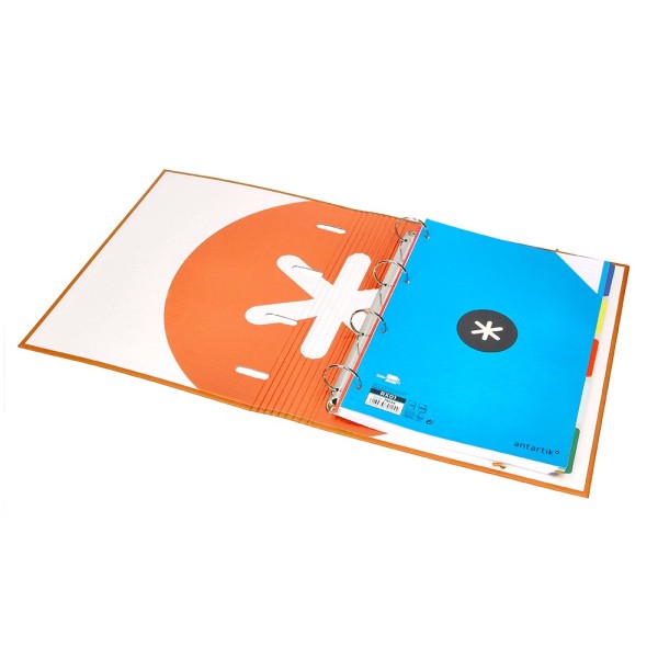 Carpeta con recambio liderpapel antartik a4 cuadro 5 mm forrada 4 anillas 40mm redondas color mostaza