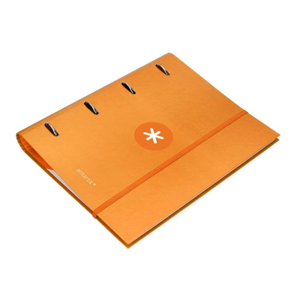 Carpeta con recambio liderpapel antartik a4 cuadro 5 mm forrada 4 anillas 40mm redondas color mostaza