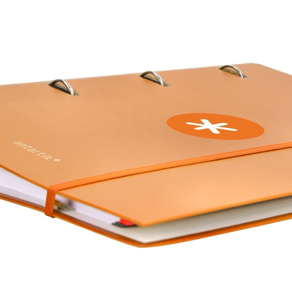 Carpeta con recambio liderpapel antartik a4 cuadro 5 mm forrada 4 anillas 40mm redondas color mostaza