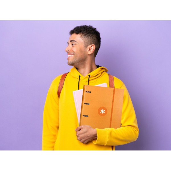 Carpeta con recambio liderpapel antartik a4 cuadro 5 mm forrada 4 anillas 40mm redondas color mostaza