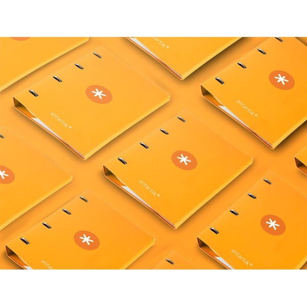 Carpeta con recambio liderpapel antartik a4 cuadro 5 mm forrada 4 anillas 40mm redondas color mostaza