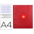 Carpeta con recambio liderpapel antartik a4 cuadro 5 mm forrada 4 anillas 40mm redondas color frambuesa