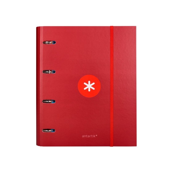 Carpeta con recambio liderpapel antartik a4 cuadro 5 mm forrada 4 anillas 40mm redondas color frambuesa