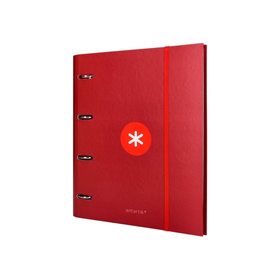 Carpeta con recambio liderpapel antartik a4 cuadro 5 mm forrada 4 anillas 40mm redondas color frambuesa
