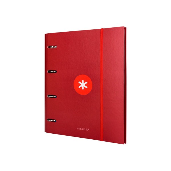 Carpeta con recambio liderpapel antartik a4 cuadro 5 mm forrada 4 anillas 40mm redondas color frambuesa