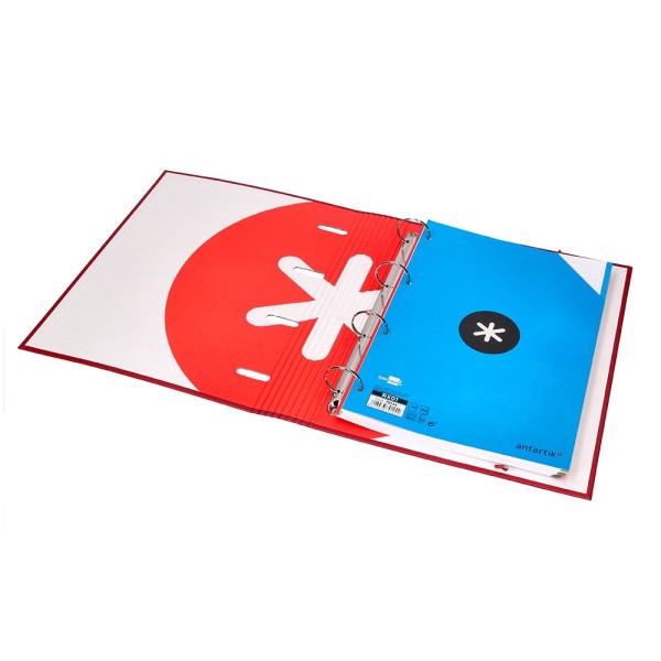 Carpeta con recambio liderpapel antartik a4 cuadro 5 mm forrada 4 anillas 40mm redondas color frambuesa