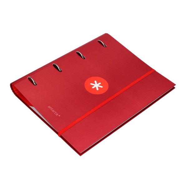 Carpeta con recambio liderpapel antartik a4 cuadro 5 mm forrada 4 anillas 40mm redondas color frambuesa