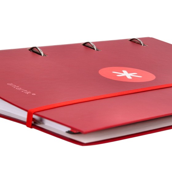 Carpeta con recambio liderpapel antartik a4 cuadro 5 mm forrada 4 anillas 40mm redondas color frambuesa