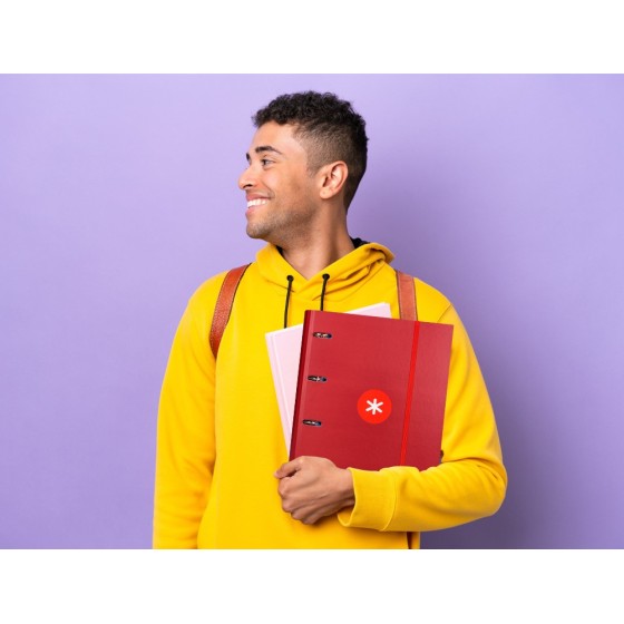 Carpeta con recambio liderpapel antartik a4 cuadro 5 mm forrada 4 anillas 40mm redondas color frambuesa