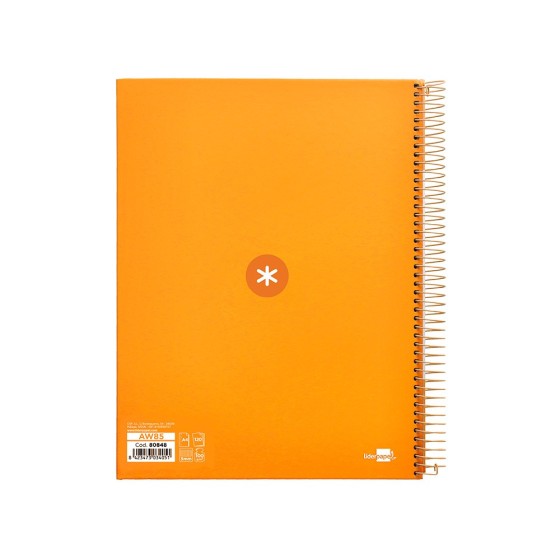 Cuaderno espiral liderpapel a4 micro antartik tapa forrada120h 100 gr cuadro 5mm 5 banda4 taladros color mostaza