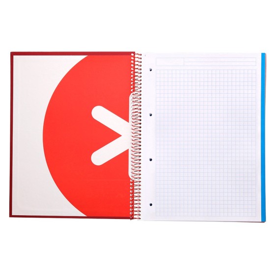 Cuaderno espiral liderpapel a4 micro antartik tapa forrada120h 100 gr cuadro 5mm 5 banda4 taladros color frambuesa