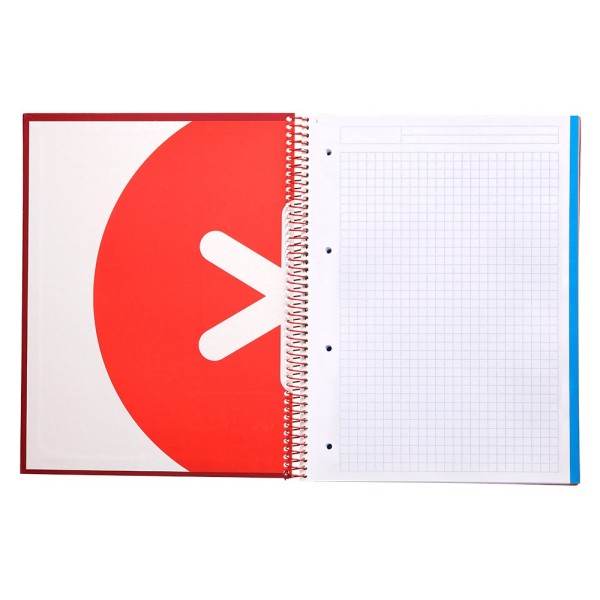 Cuaderno espiral liderpapel a4 micro antartik tapa forrada120h 100 gr cuadro 5mm 5 banda4 taladros color frambuesa