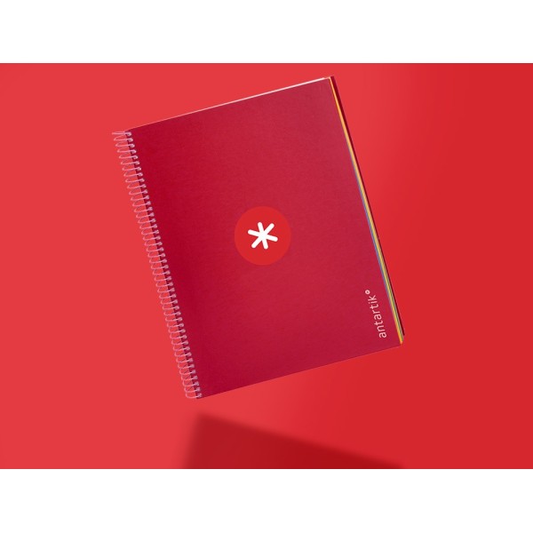 Cuaderno espiral liderpapel a4 micro antartik tapa forrada120h 100 gr cuadro 5mm 5 banda4 taladros color frambuesa