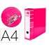 Archivador de palanca liderpap el a4 filing system forrado sin rado lomo 80mm rosa con caja y compresor metalico