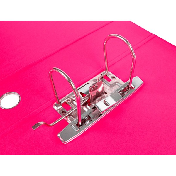 Archivador de palanca liderpap el a4 filing system forrado sin rado lomo 80mm rosa con caja y compresor metalico