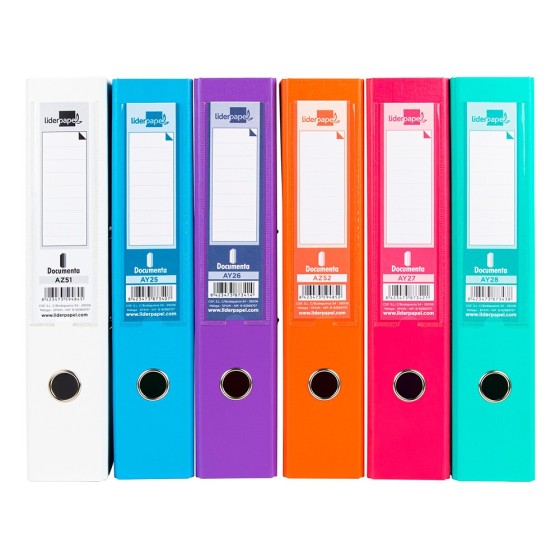 Archivador de palanca liderpapel folio documenta forrado pvc con rado lomo 75 mm colores surtidos trending
