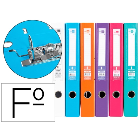 Archivador de palanca liderpapel folio documenta forrado pvc con rado lomo 52 mm colores surtidos trending