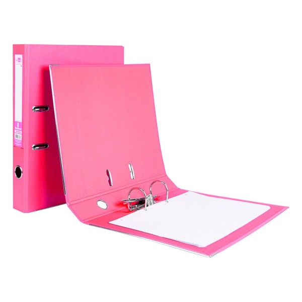 Archivador de palanca liderpapel folio documenta forrado pvc con rado lomo 52 mm rosa compresor metalico