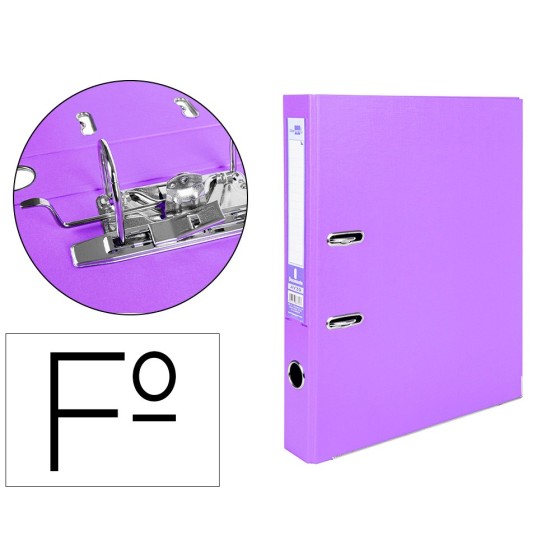 Archivador de palanca liderpapel folio documenta forrado pvc con rado lomo 52 mm lila compresor metalico