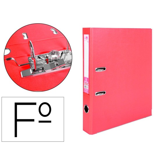 Archivador de palanca liderpapel folio documenta forrado pvc con rado lomo 52 mm rojo compresor metalico