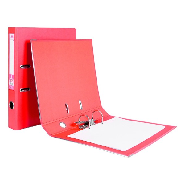 Archivador de palanca liderpapel folio documenta forrado pvc con rado lomo 52 mm rojo compresor metalico