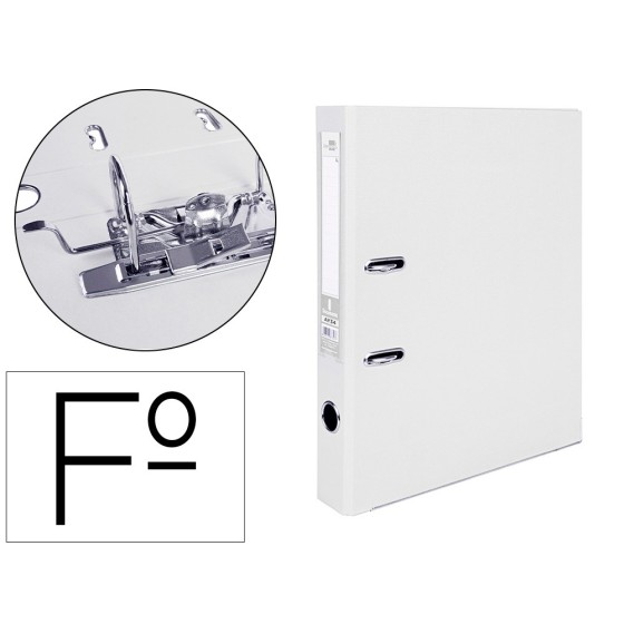 Archivador de palanca liderpapel folio documenta forrado pvc con rado lomo 52 mm blanco compresor metalico