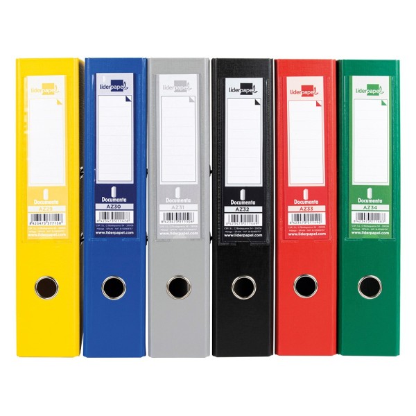 Archivador de palanca liderpapel folio documenta forrado pvc con rado lomo 75 mm colores surtidos classic