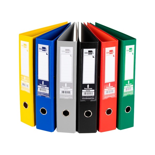 Archivador de palanca liderpapel folio documenta forrado pvc con rado lomo 75 mm colores surtidos classic