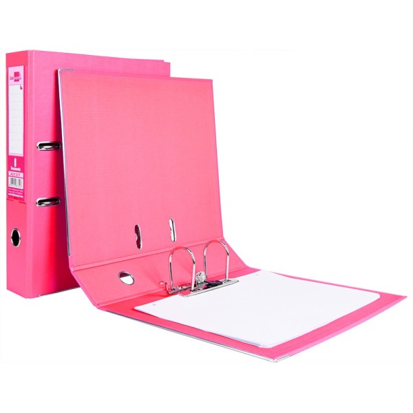 Archivador de palanca liderpapel folio documenta forrado pvc con rado lomo 75 mm rosa compresor metalico