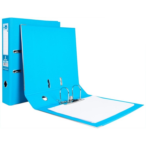 Archivador de palanca liderpapel folio documenta forrado pvc con rado lomo 75 mm celeste compresor metalico